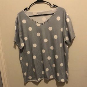 MISSLOOK Grey/Blue polka dot T shirt